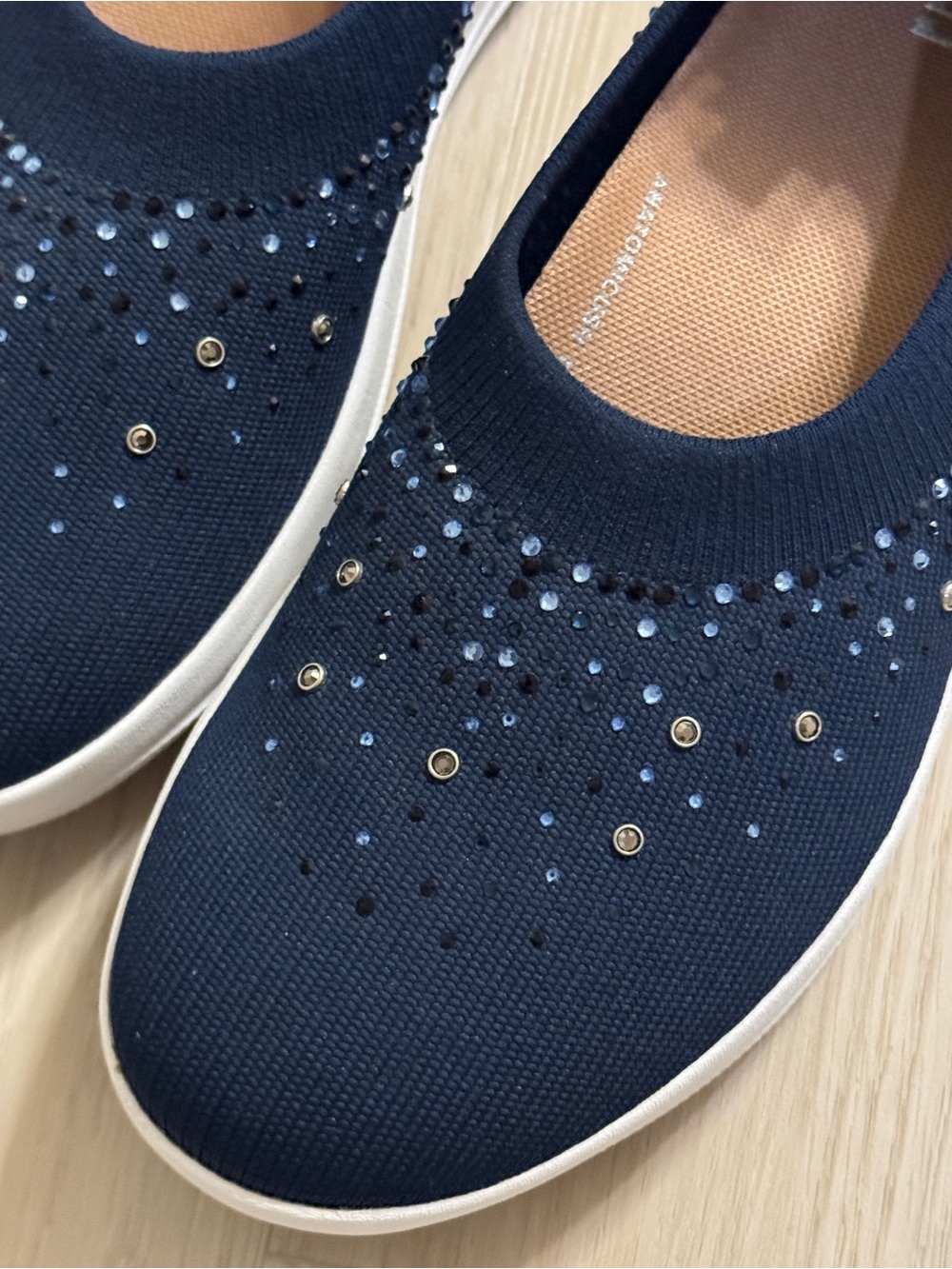 FitFlop Uberknit Ombre Crystal Slip On Ballet Flats Navy Rhinestone ballerina - Picture 2 of 9